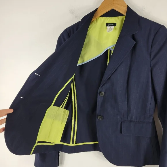 J.Crew Jacquard Pin Stripe Cotton Single Breasted Notch Lapel Blazer - Picture 7 of 8